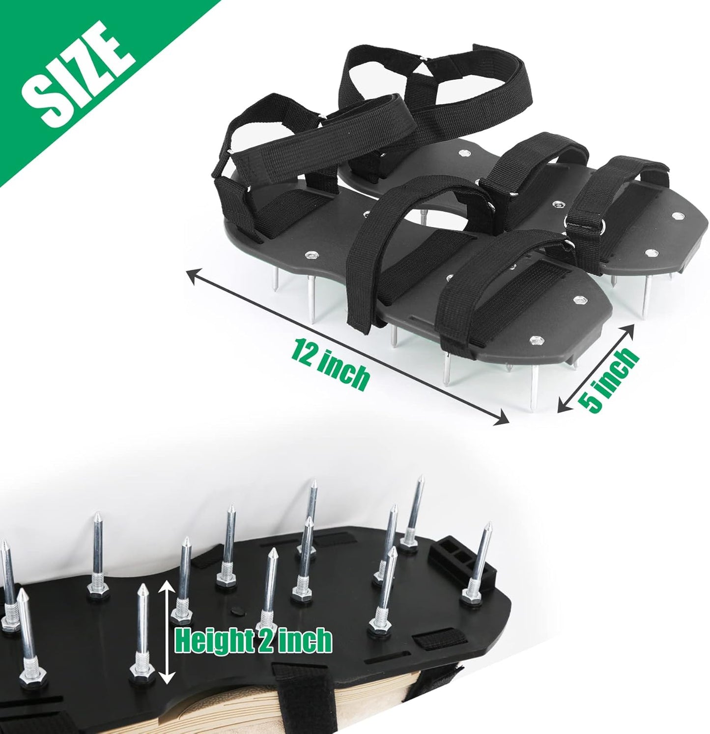 Rasenlüfterschuhe mit 13 Spikes, ohne Edelstahlschaufel Schwarz