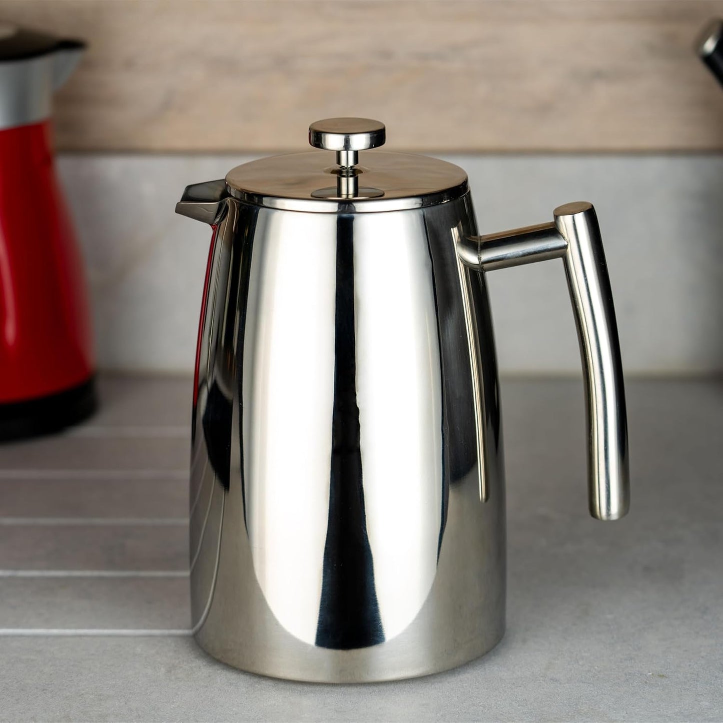 Doppelwandiger Kaffeebereiter aus Edelstahl (2L), Hochglanzpolitur 2L Kaffeekanne