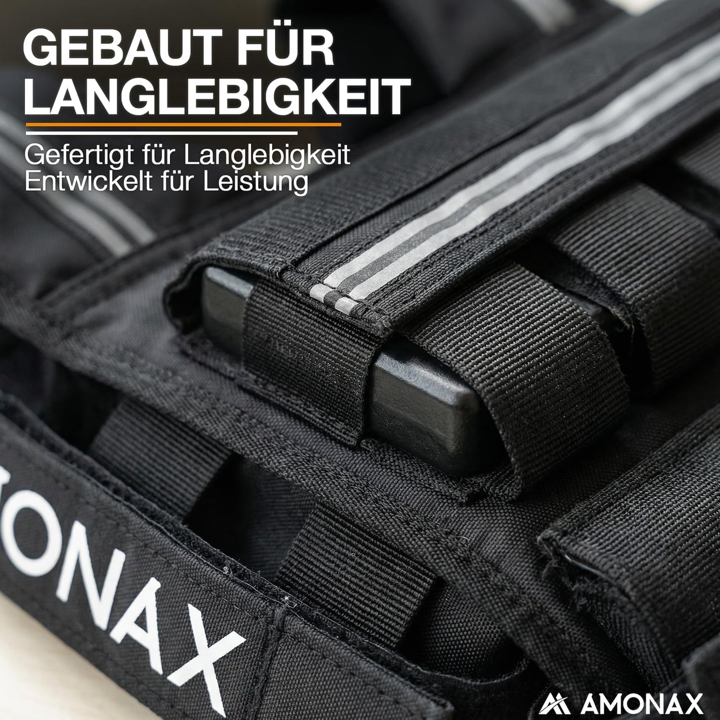 Verstellbare Gewichtsweste mit Reflektoren, Schwarz - 10kg