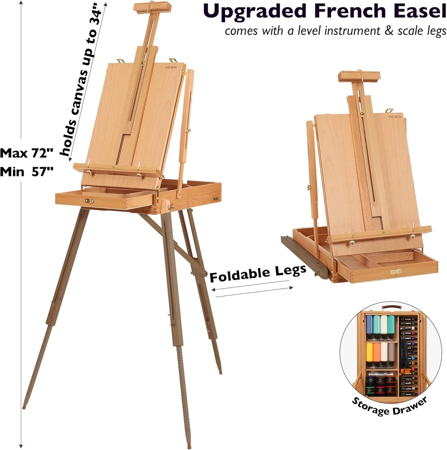 Acrylfarben-Set mit Kofferstaffelei, Deluxe kit with french easel