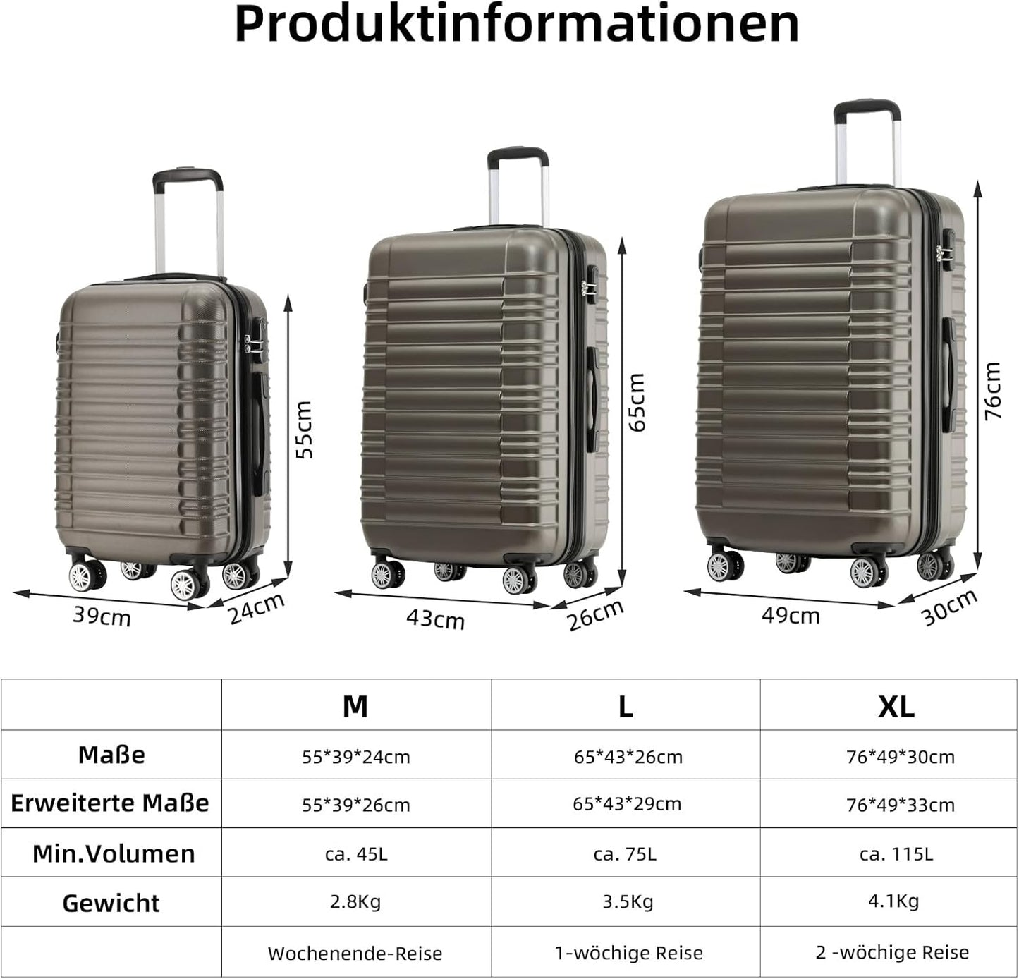 3-teiliges Reisekoffer-Set, Coffee Set
