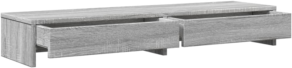 Monitorständer mit Schubladen für Schreibtisch, 100 x 27 x 15 cm Grau Sonoma