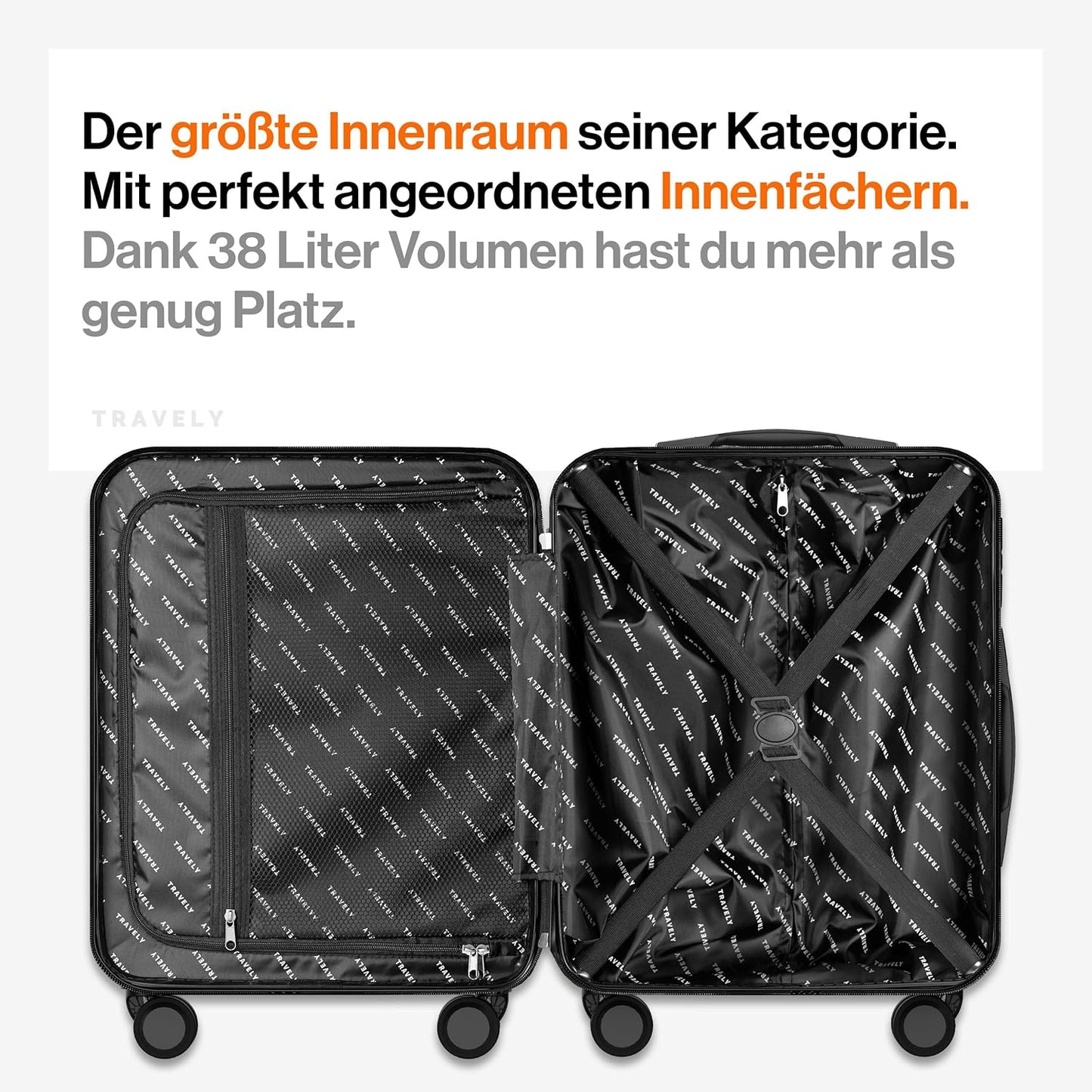 Premium Handgepäck Koffer (36L, 55x35x25cm) mit TSA Schloss, Roségold M 55x35x25cm
