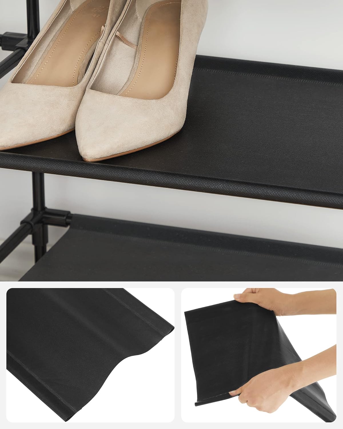 Schuhregal mit 5 Ebenen LSH005B02, Schwarz 5 Ebenen (45B cm)