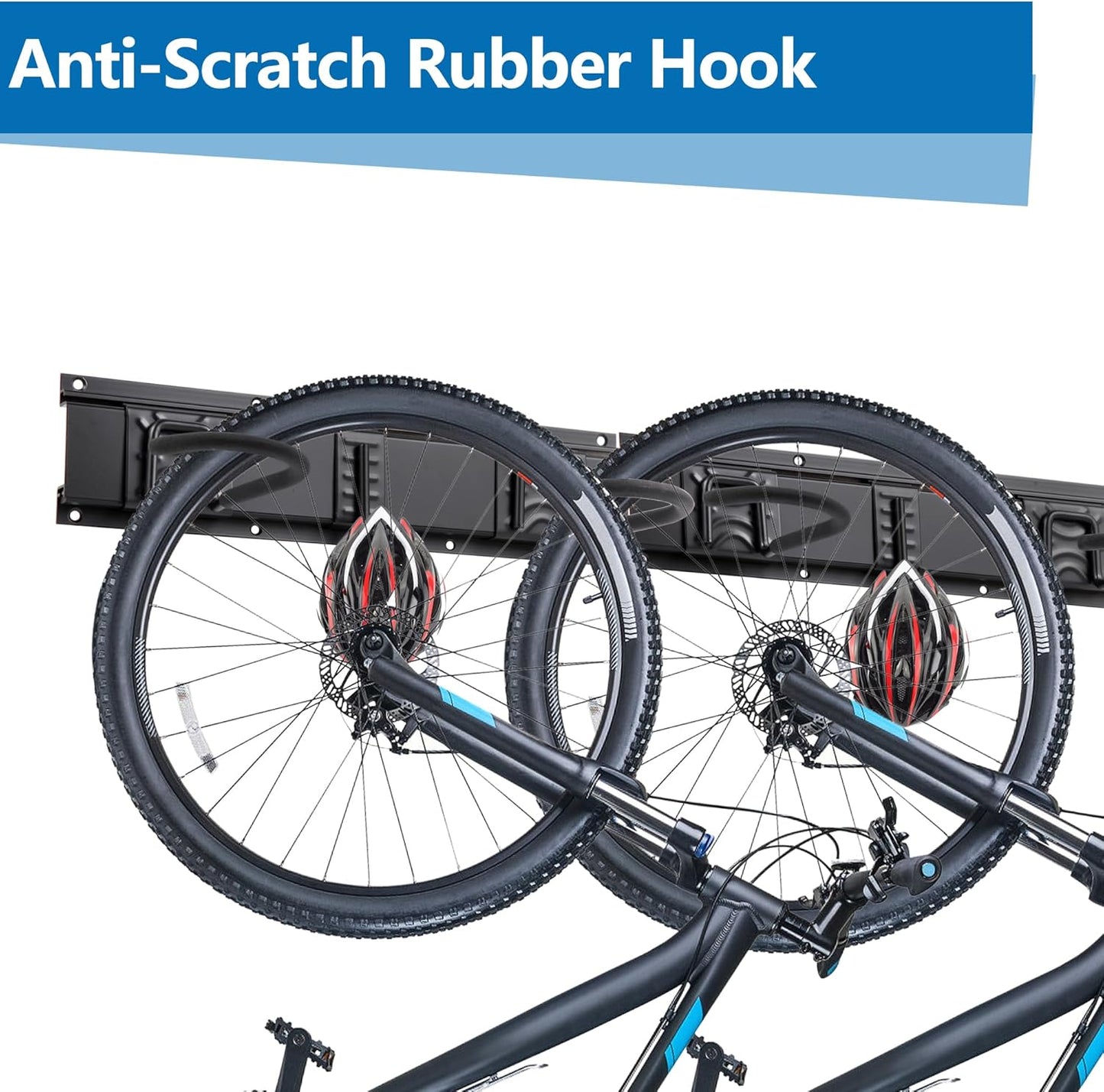 Fahrrad-Wandhalterung für 4 Räder + Helme, 4 Fahrräde -20Zoll - 2 Schienen+3 Helmhaken