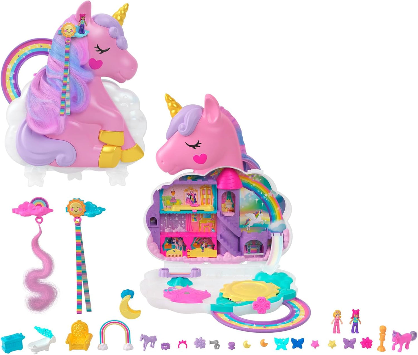 Styling-Kopf Spielset mit Puppen und Zubehör, Regenbogen-einhorn-salon