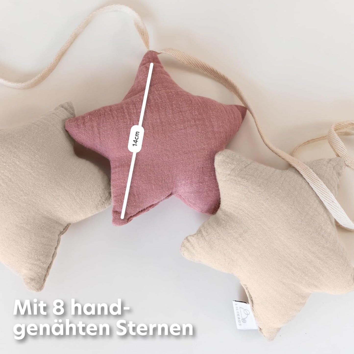Sternenkette, Altrosa & Hellbeige Sterne ohne Goldapplikation
