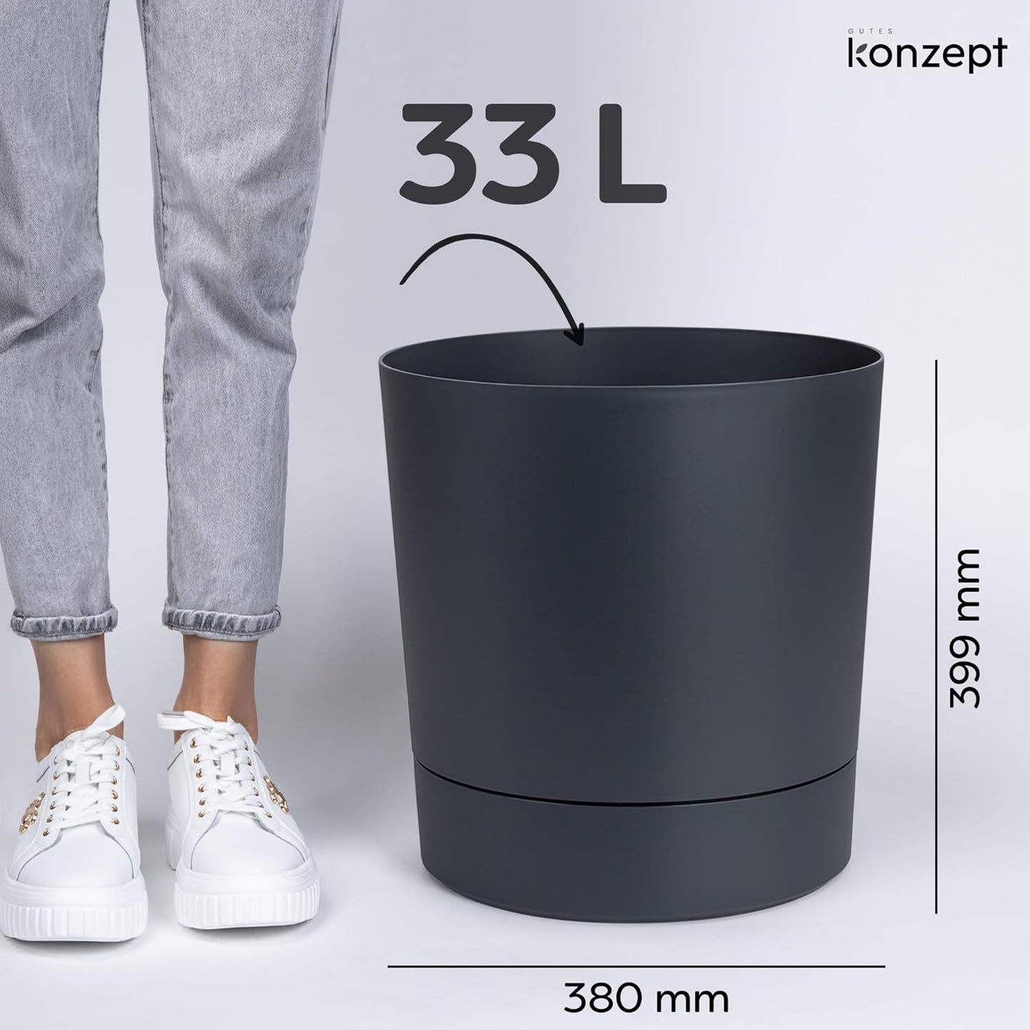 Grosser Blumentopf, Athrazit 38 cm