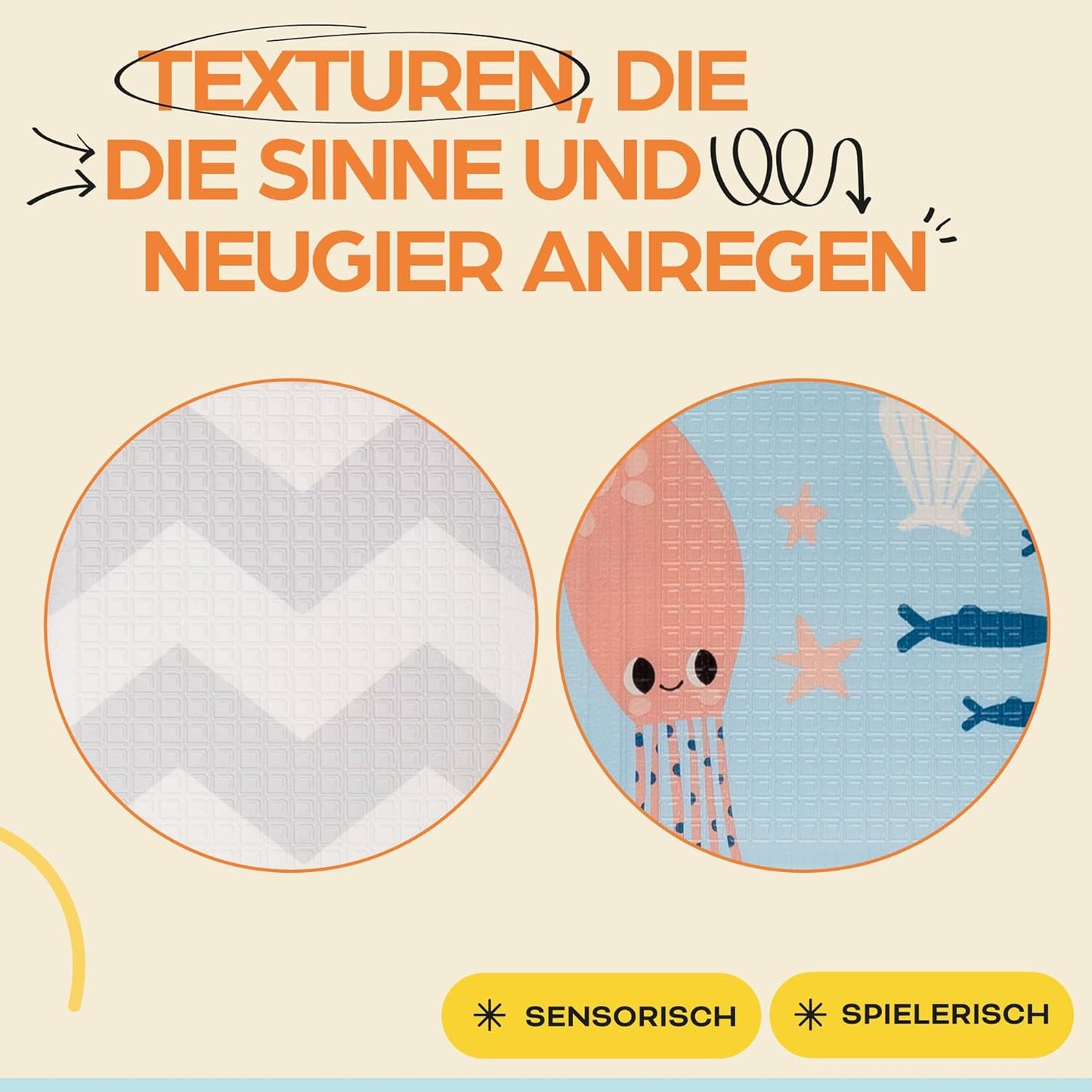 Faltbare Baby-Spielmatte, 180cm x 200cm x 1.5cm dick / Underwater Wonders