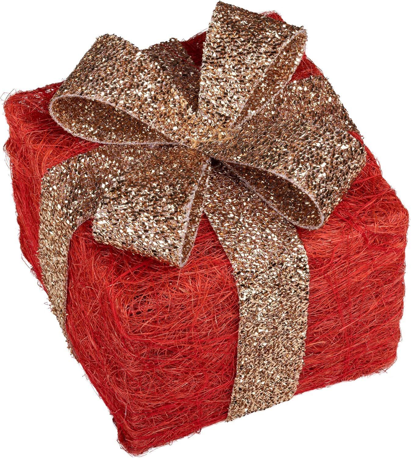 3er-Set LED-Geschenkboxen mit Timer, Rot-gold