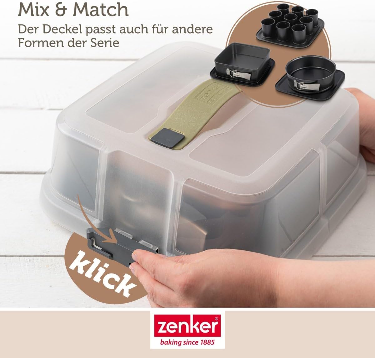 Springform 24x24 Bake,Click&Go, Quadratische Springform mit Haube