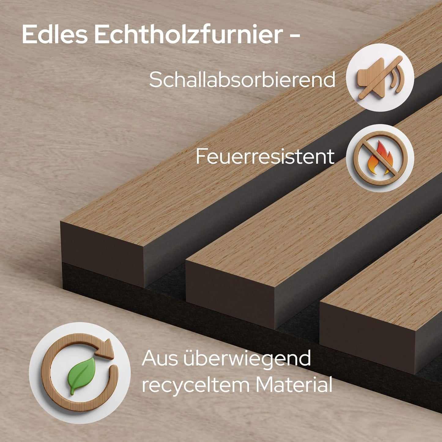 4er-Set Akustikpaneele, 120x60 cm, Eiche 4