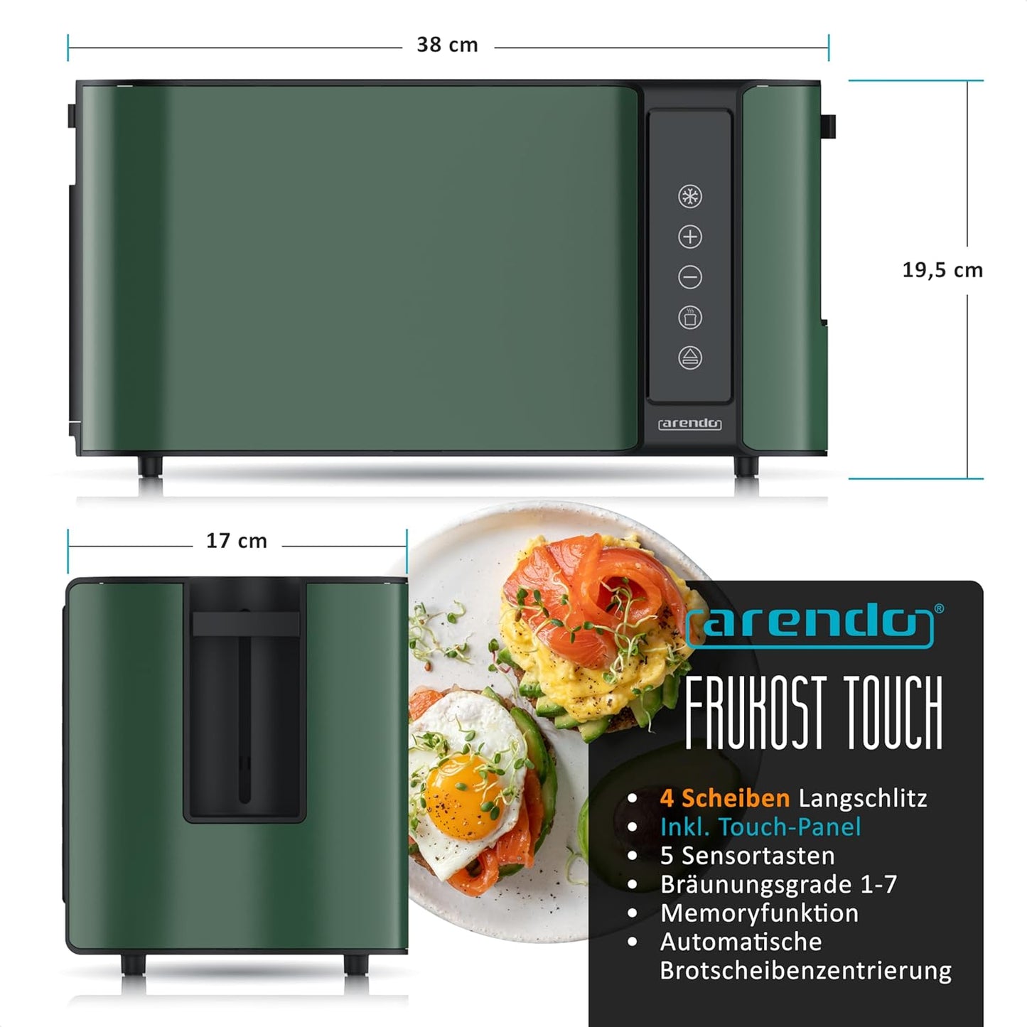 Langschlitz-Toaster mit Touchscreen, E: Grün
