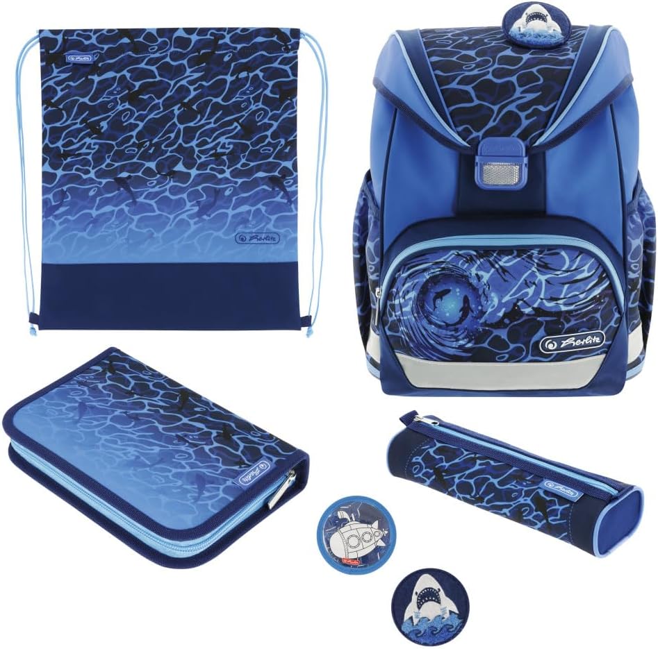UltraLight Blue Shark Schulranzen-Set