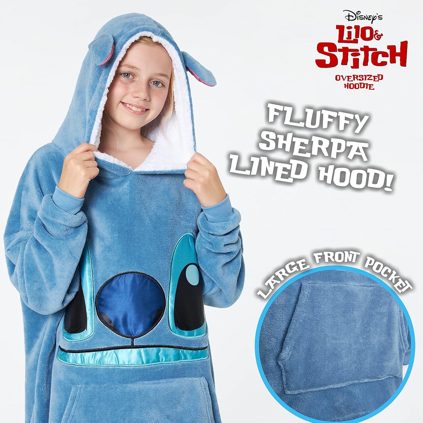 Decken-Hoodie Stitch, Einheitsgrösse Blau Stitch