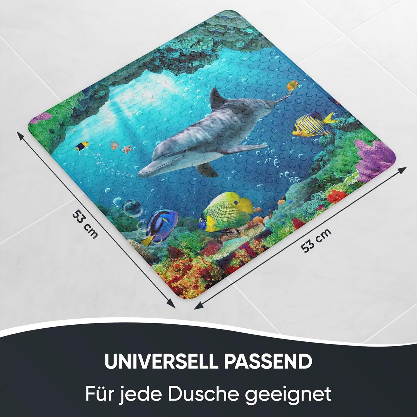 Antirutsch-Badematte, maschinenwaschbar, Delphin-Motiv, Delphin