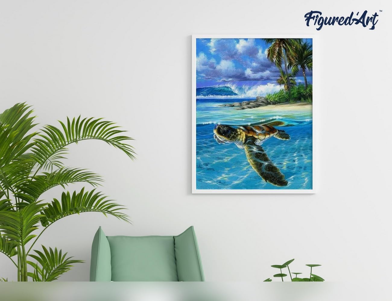 Malen nach Zahlen Set Entspannte Schildkröte, Entspannte Schildkröte 40x50cm Mit Keilrahmen (nicht gespannt)