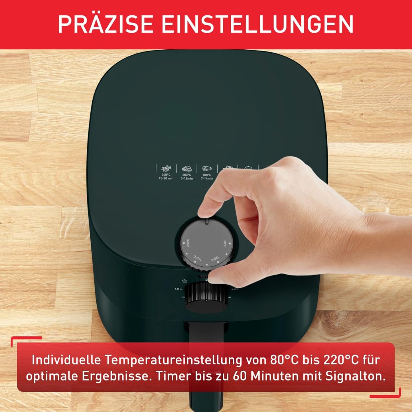 Easy Fry Essential Heissluftfritteuse, 3,5 L – Manuell mit Timerfunktion / Forest