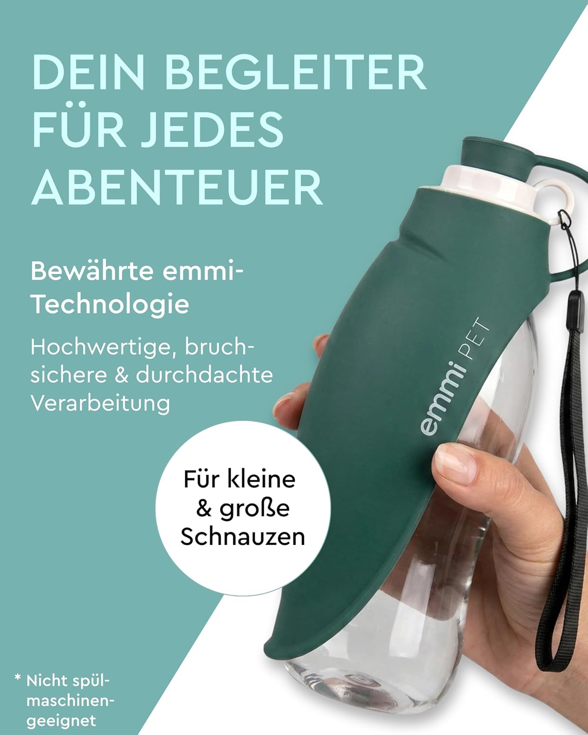 Hundetrinkflasche für unterwegs, Grün 580 ml
