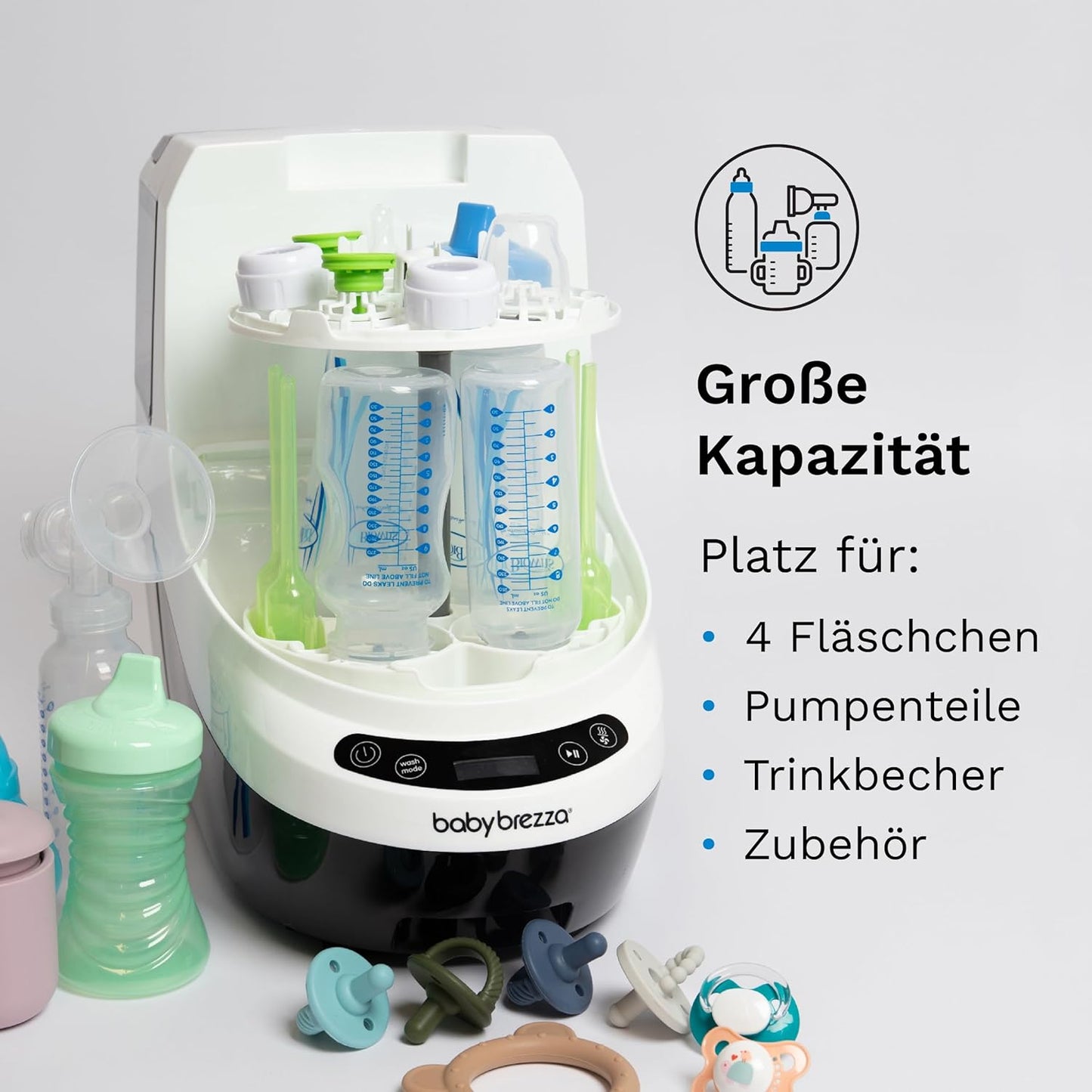 Flaschenwaschmaschine für Babyflaschen & Pumpenteile, Schwarz/Weiß