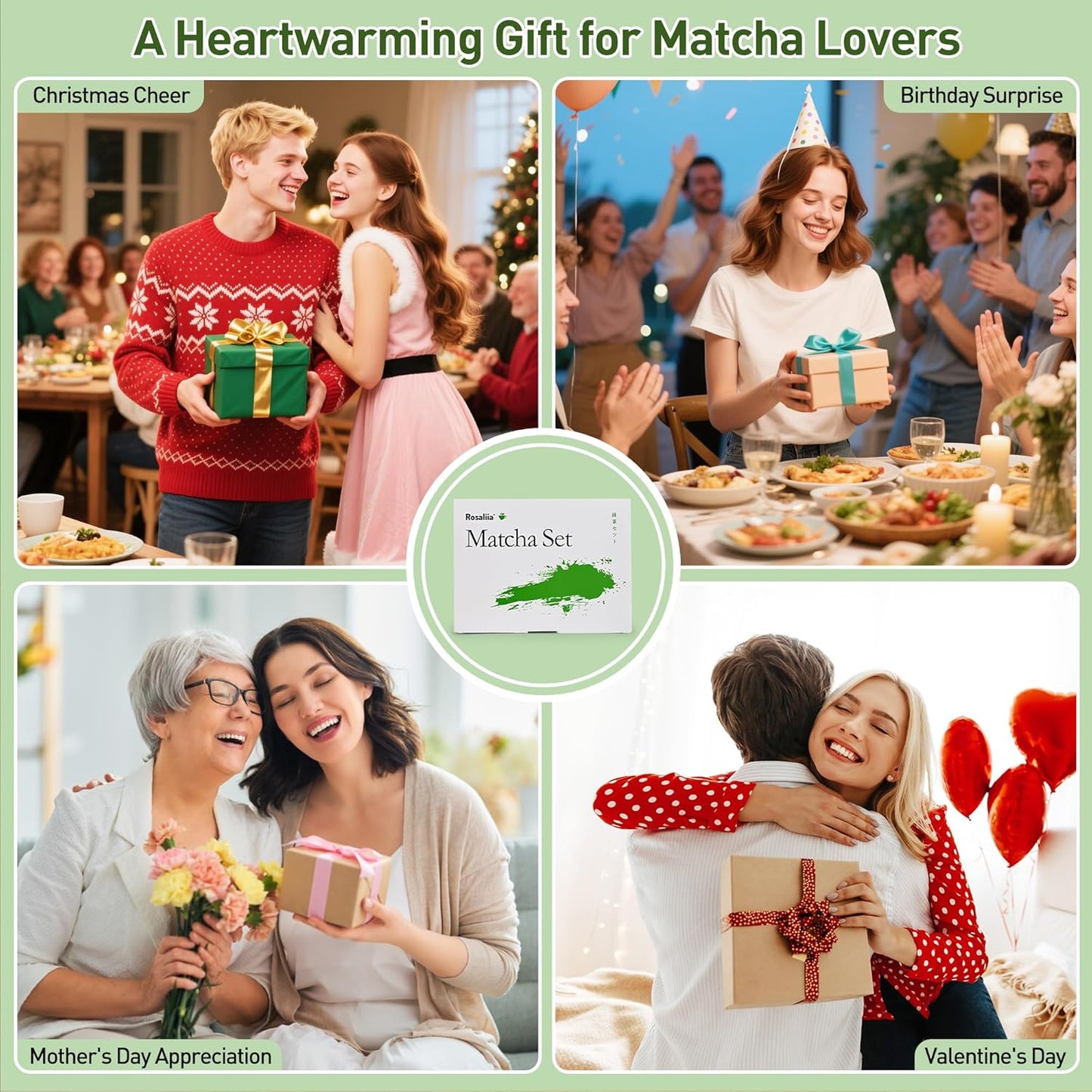 Matcha-Schneebesen-Set für Teeliebhaber, Dunkelgrün