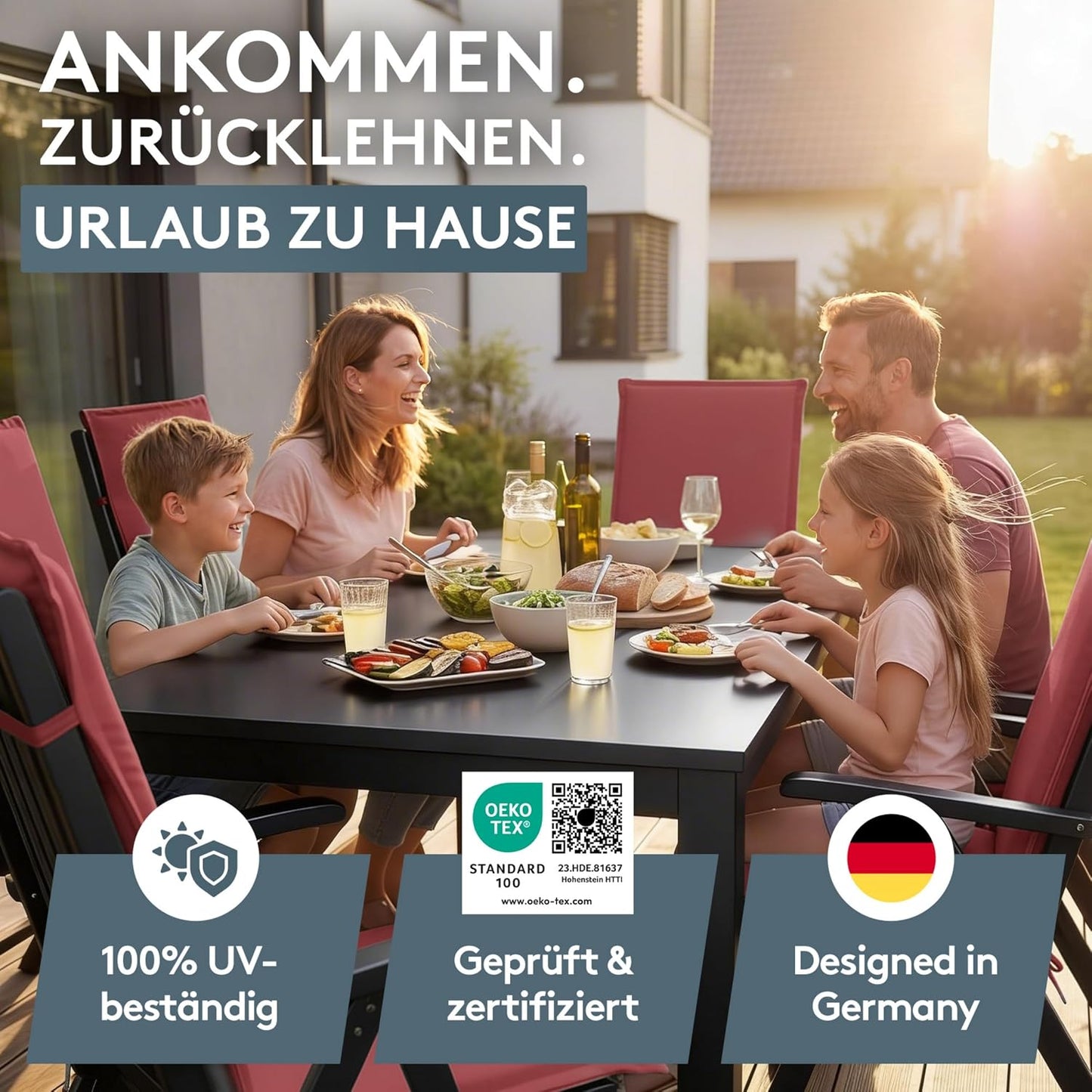 Hochlehner-Auflage für Gartenstuhl, 1 Rot