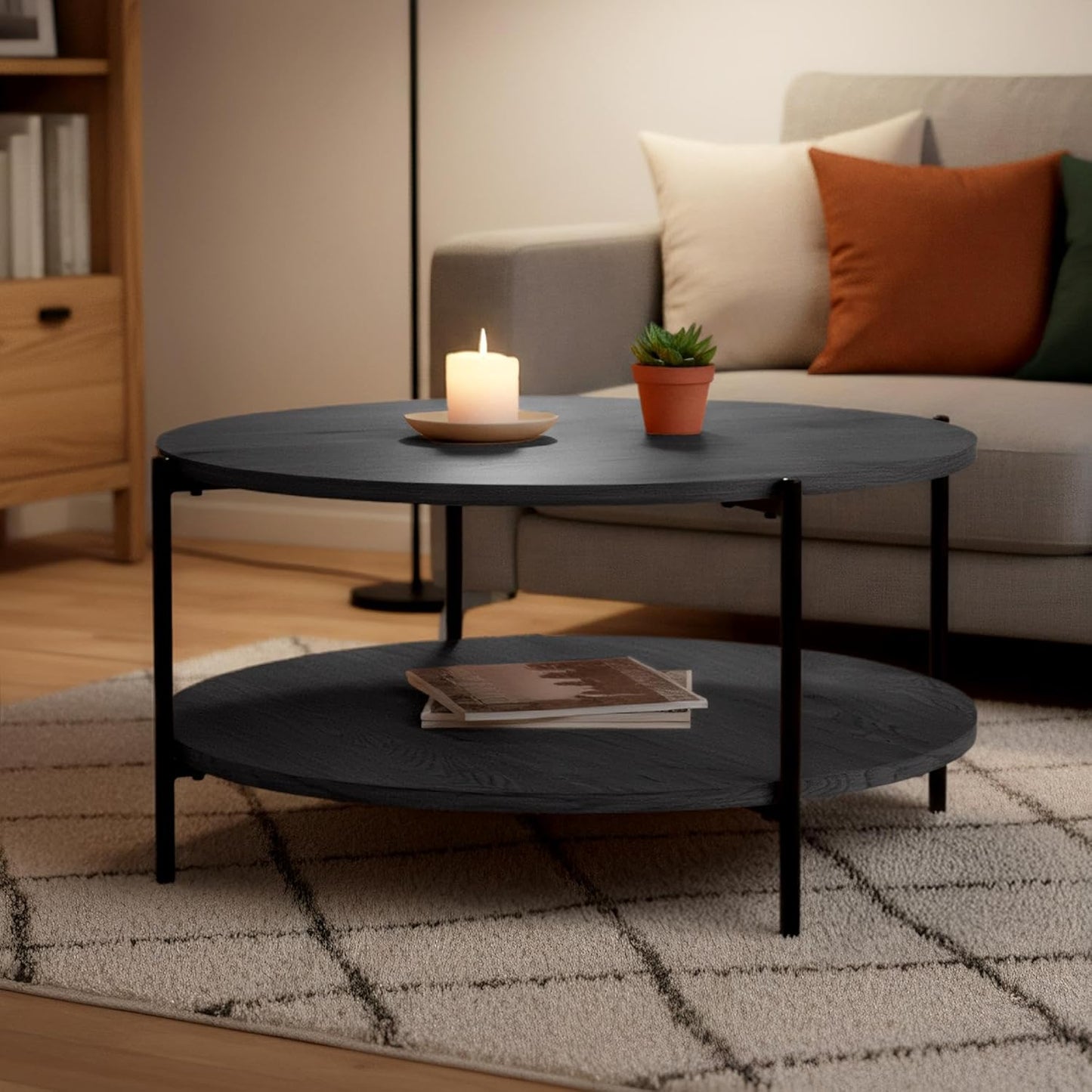 Runder Couchtisch Edduma, Ø 80 cm Grau