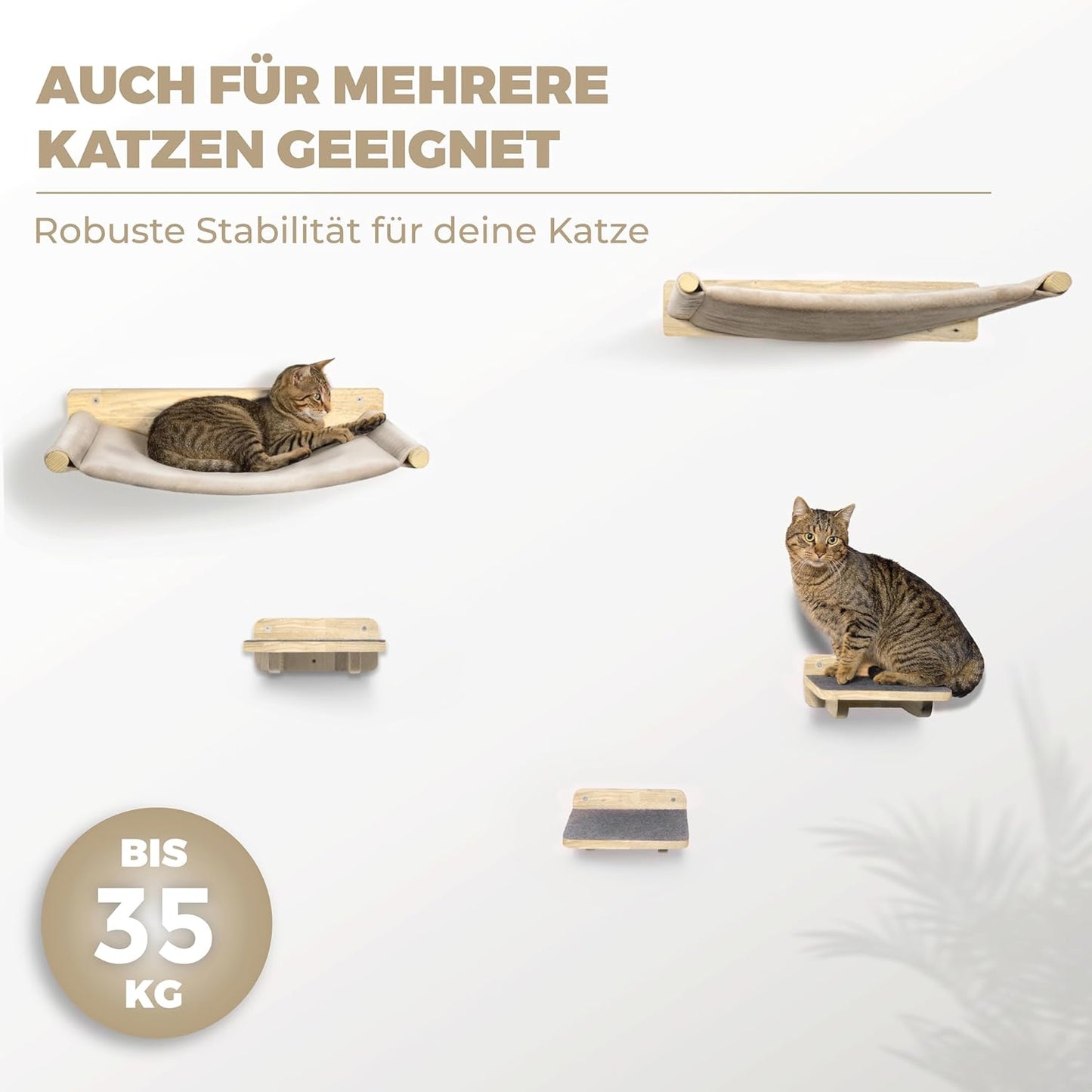 5-teilige Katzen-Kletterwand, Komplettset (5-teilig)