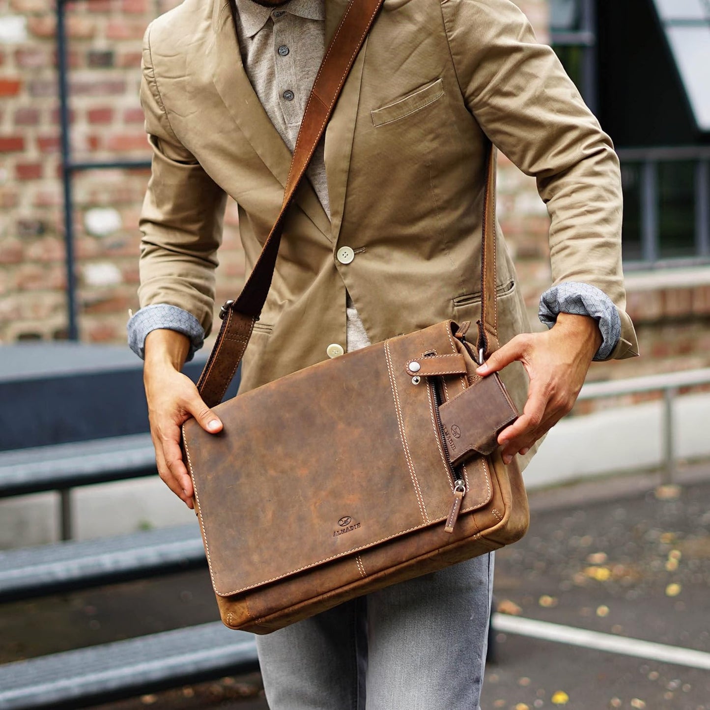 Ledertasche mit Laptop Fach, Dylan Vintage