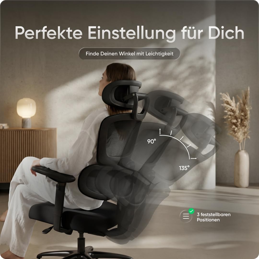 Ergonomischer Bürostuhl, Schwarz Move Pro (47.5-57 cm)
