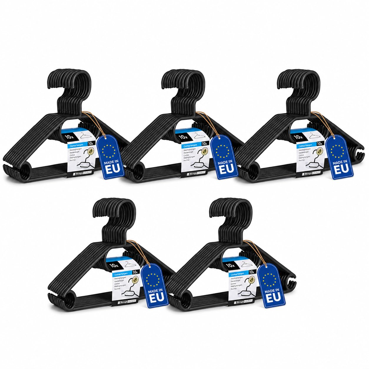 Recycelte Kleiderbügel mit drehbarem Haken (50 Stück), 50x Schwarz & Hlkauf-block