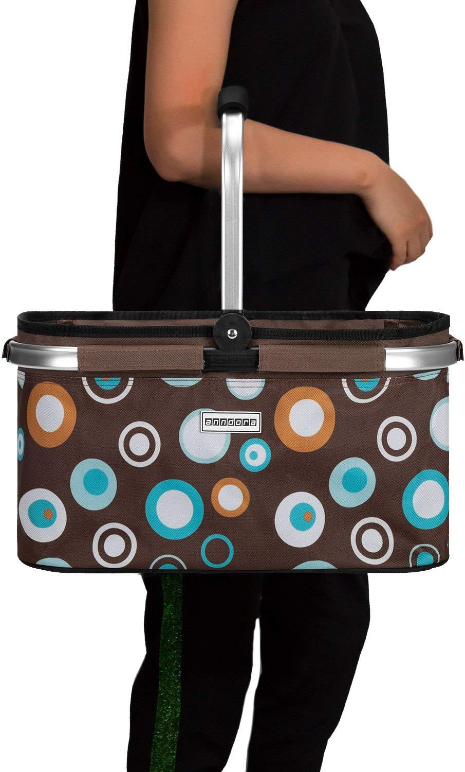 Einkaufskorb Retro, Braun Hellblau