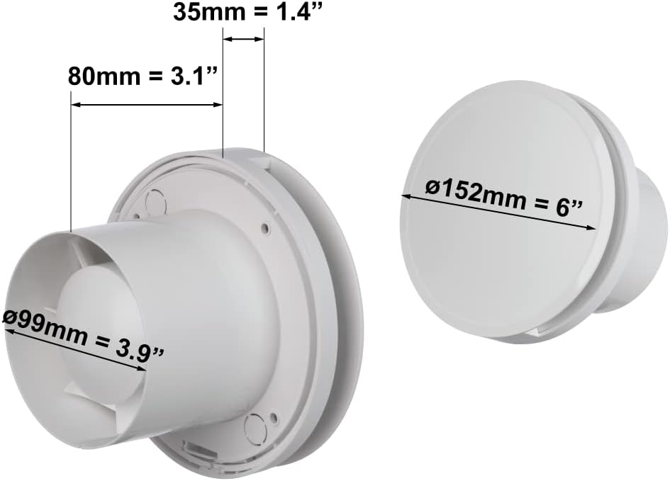 Bad-Lüfter mit Feuchtesensor, Ø 100mm
