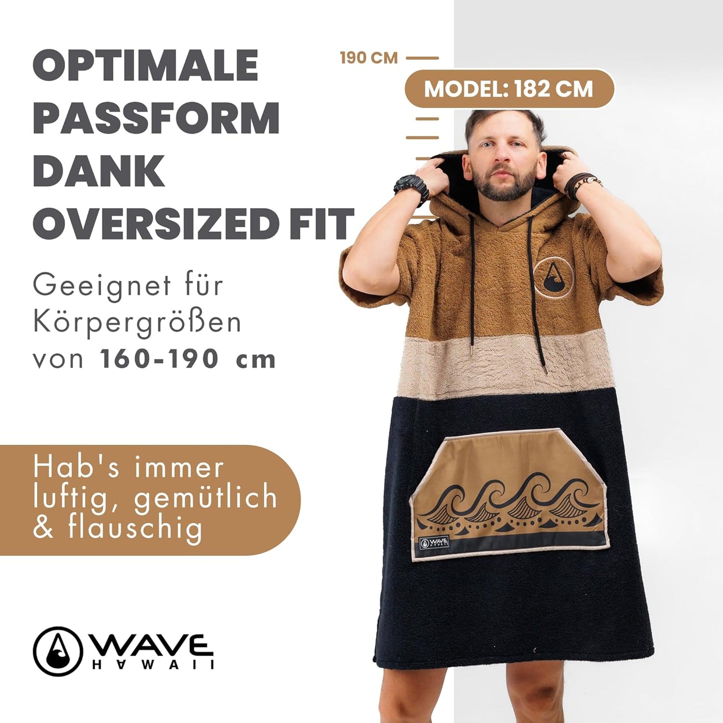 Surfponcho aus Baumwolle, braun