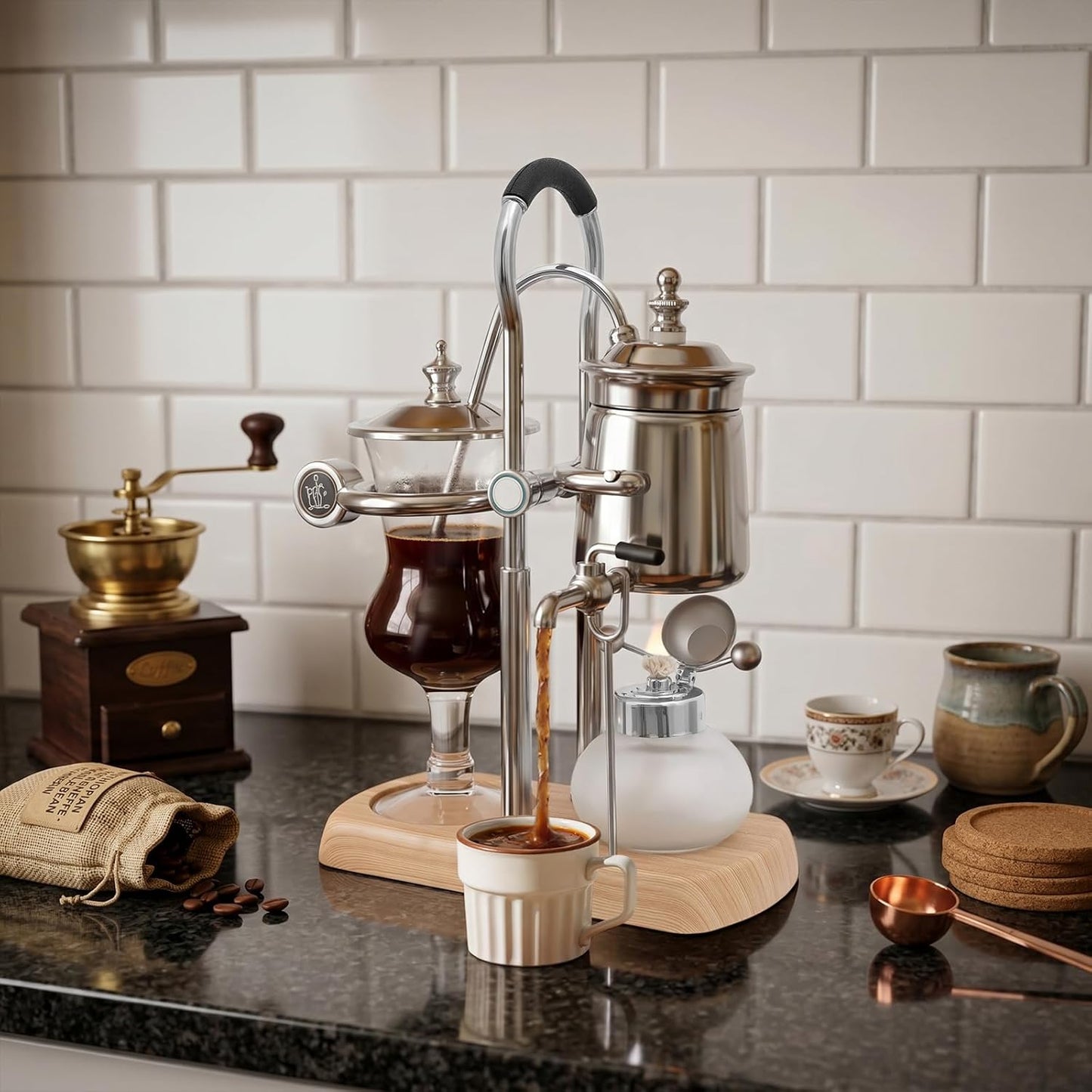 Vakuum-Kaffeebereiter Siphon Balance, Silber
