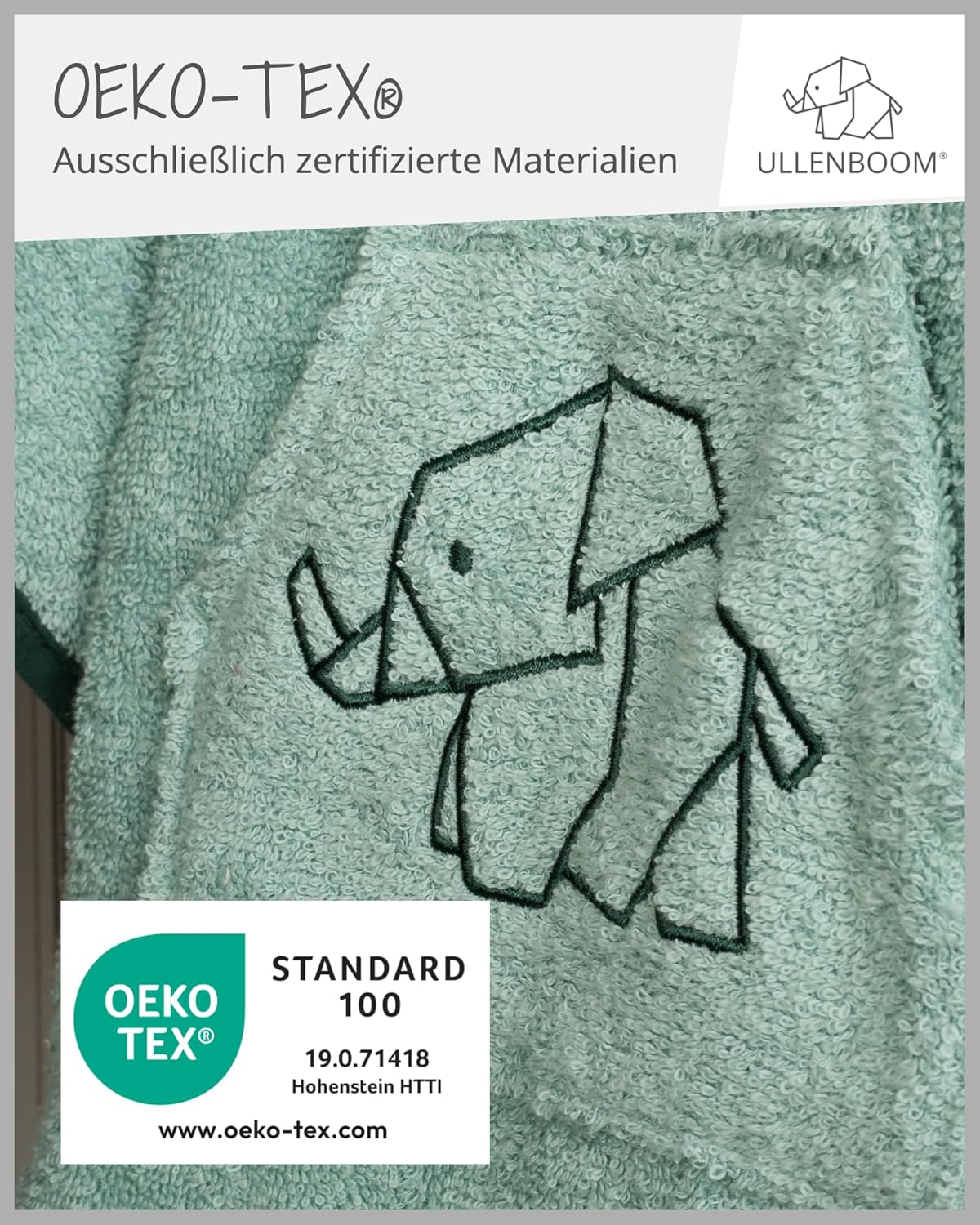Badeponcho für Kinder, Salbeigrün 3-6 Jahre