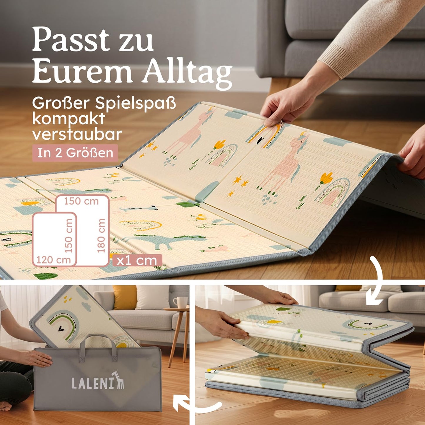 Faltbare Krabbelmatte für Babys, Regenbogen 120x150x1cm