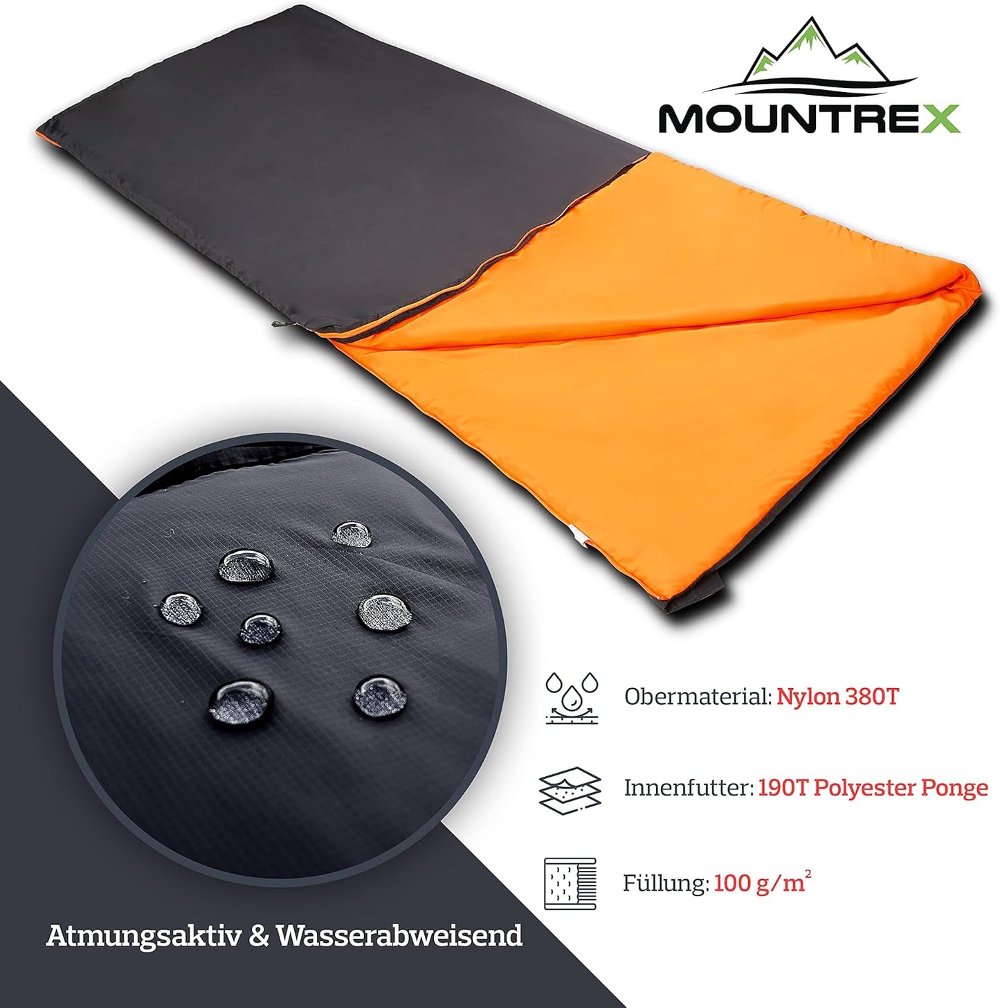 Ultraleichter Sommerschlafsack, Schwarz - Rechts
