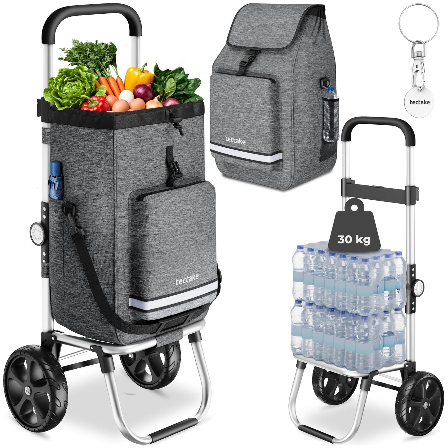 Einkaufstrolley 3-in-1, Grau