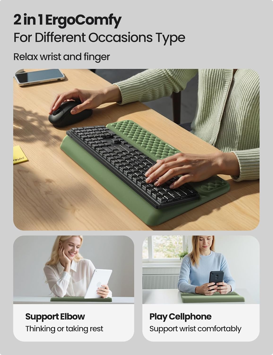 Ergonomische Tastatur-Handauflage, Grau L