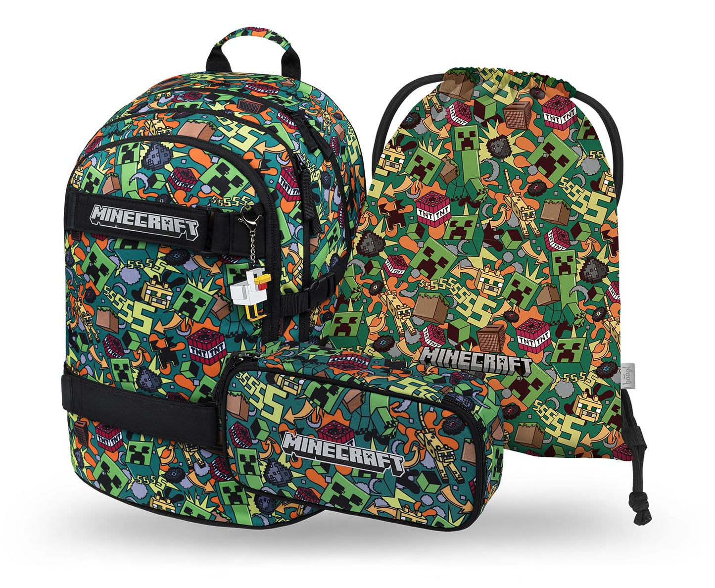 3-teiliges Schulrucksack-Set Minecraft Chaos, Minecraft Chaos