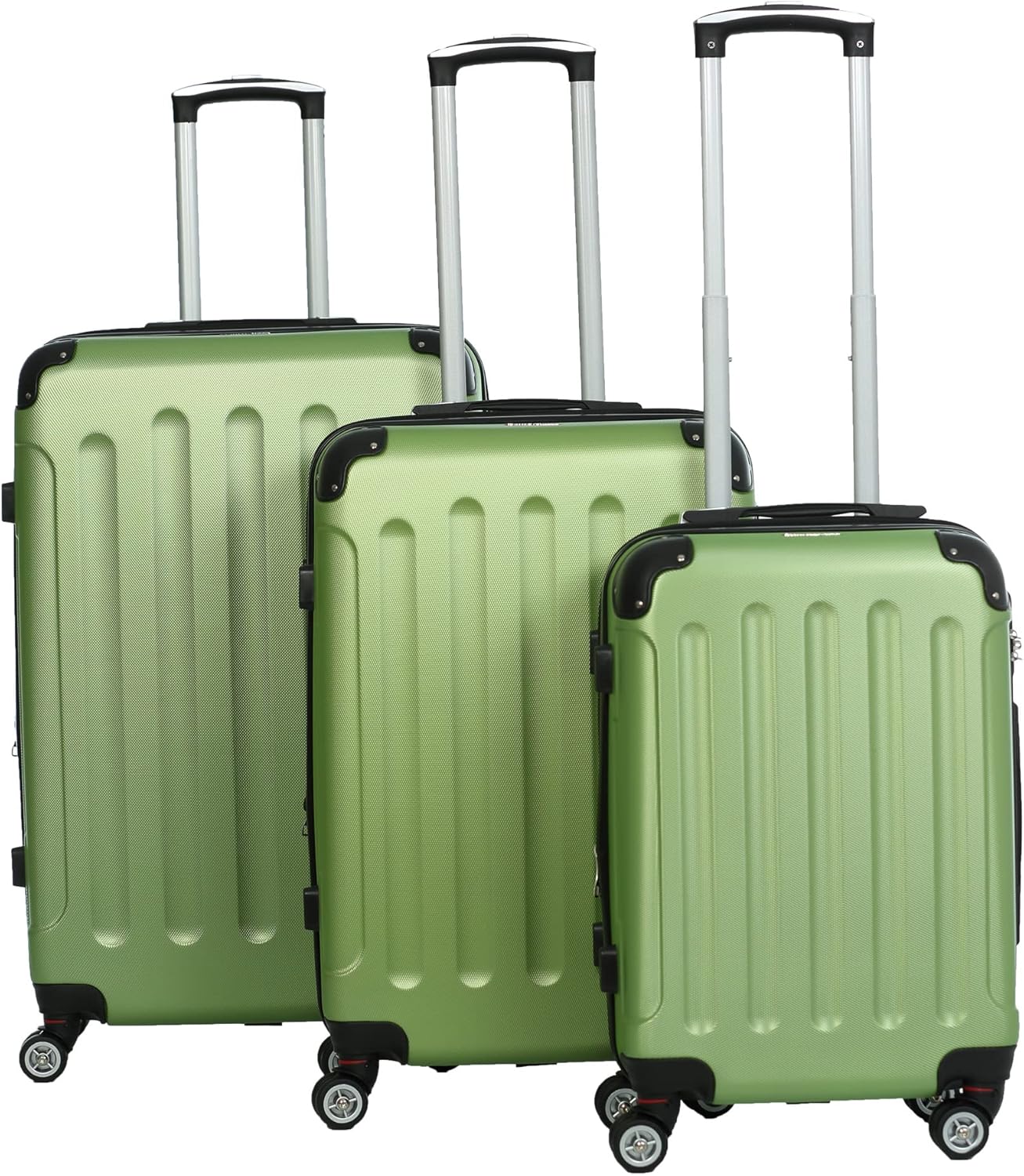 3-teiliges Luxus Koffer-Set, 3.tlg Set Grün