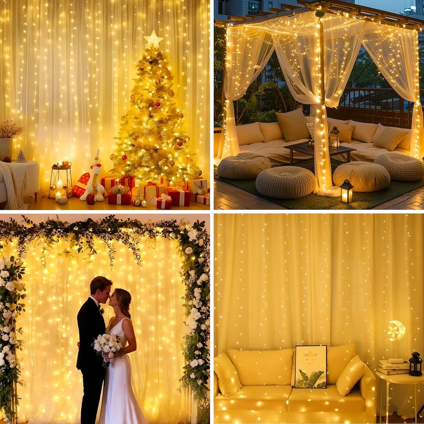 LED Lichtervorhang 2x2m mit Fernbedienung, 2*2 Lichtervorhang