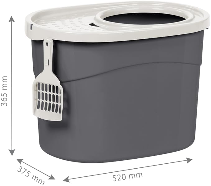 TECL-20 Katzentoilette geschlossen mit Schaufel, Grau Mittel