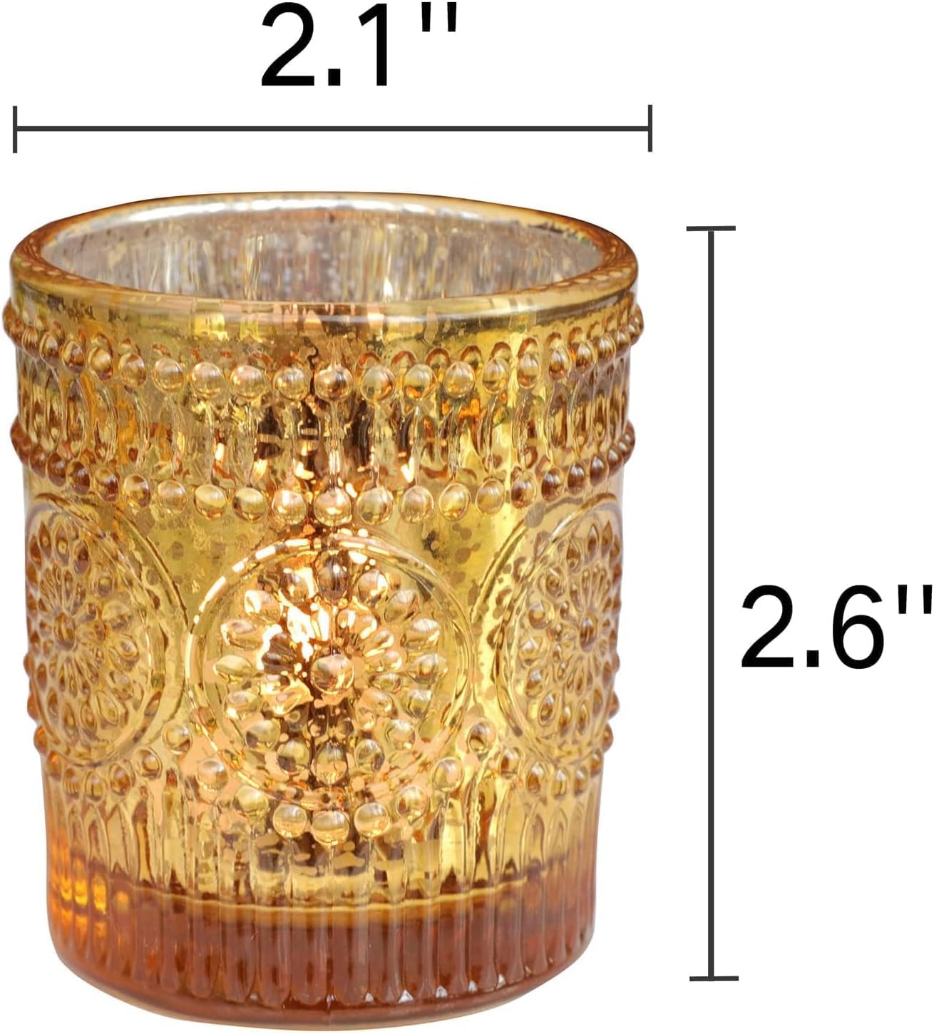 Teelichthalter-Set aus Quecksilberglas (12 Stück), Gold