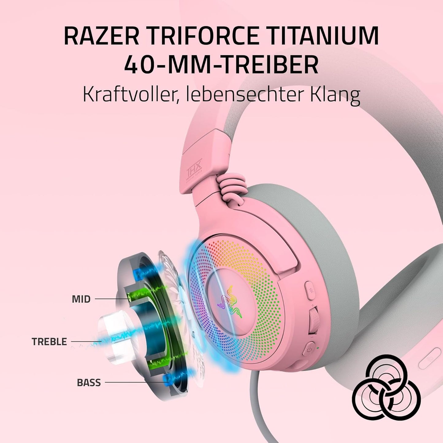 Kraken Kitty V3 Pro - Quartz Gaming Headset, Quartz Kraken Kitty V3 Pro
