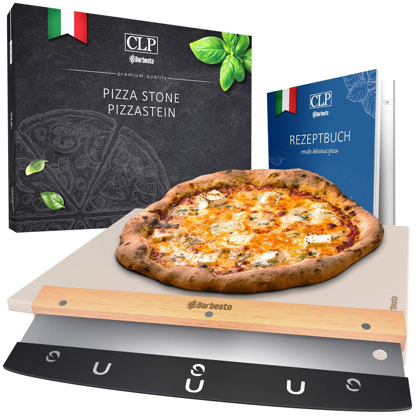 Pizzastein-Set, Pizzastein+Schneider