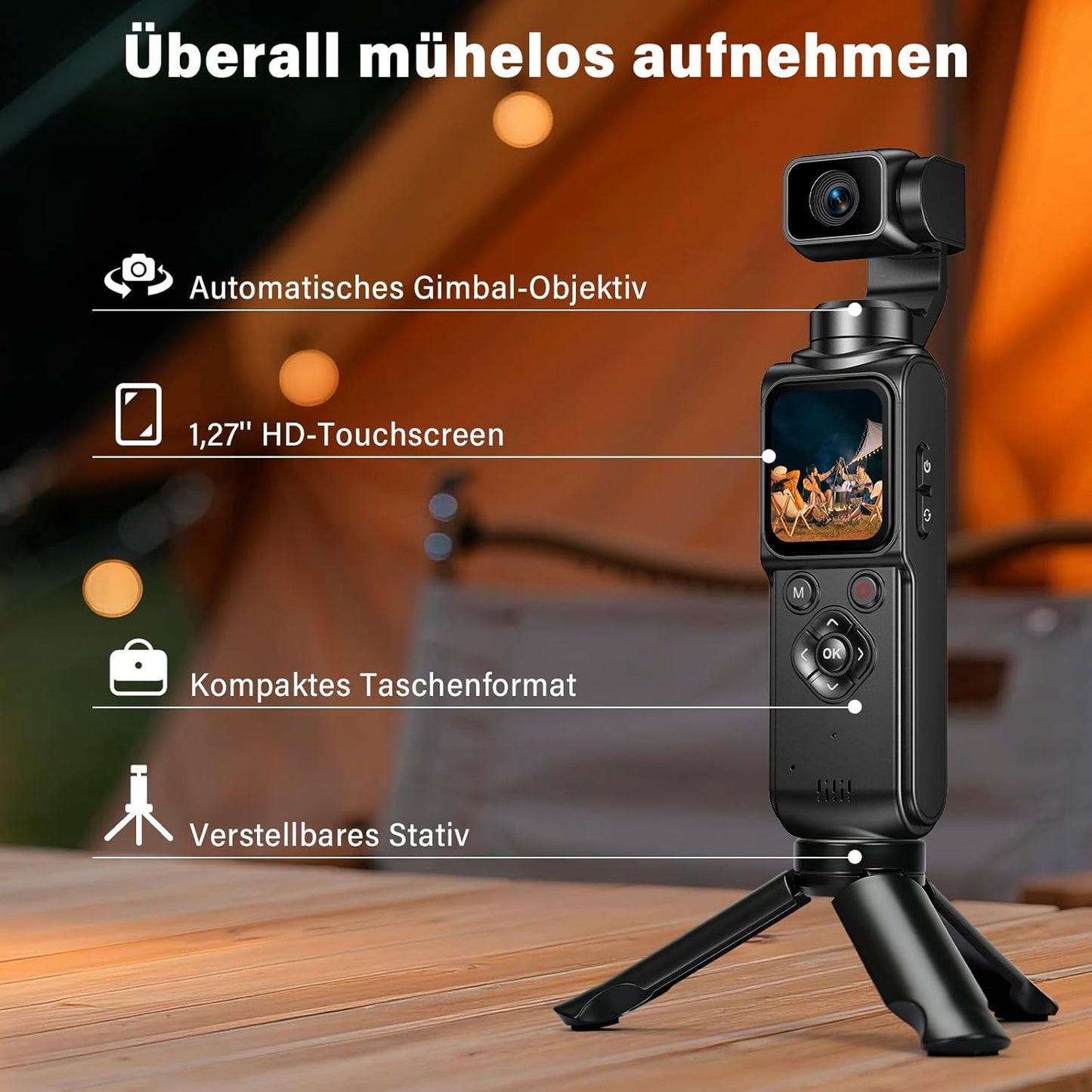 4K Actionkamera mit 2-Achsen-Stabilisierung