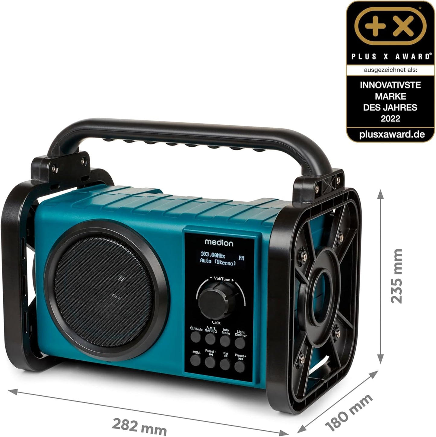 E66877 DAB+ Baustellenradio mit Bluetooth 5.0, Horizontal | 5 Watt (RMS)