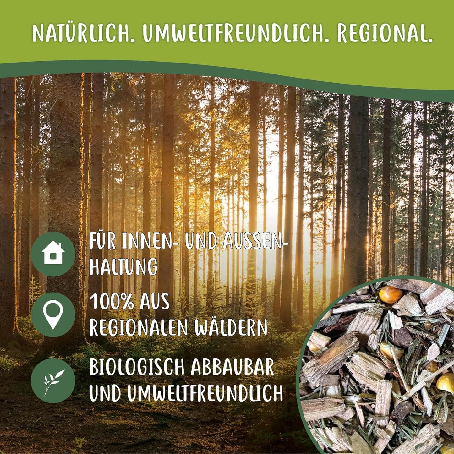 Waldboden Einstreu für Hühner & Wachteln, mit Mais 40 Liter (1er Pack)
